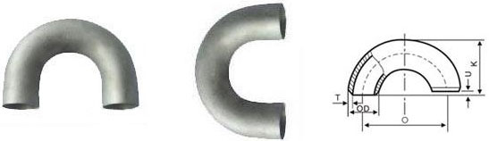 stainless steel 180° elbow Dimensions